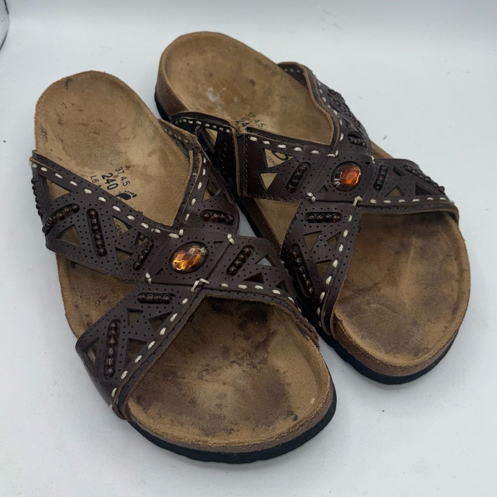 Birkenstock Betula Joyce Leather Cork Slide Sandals